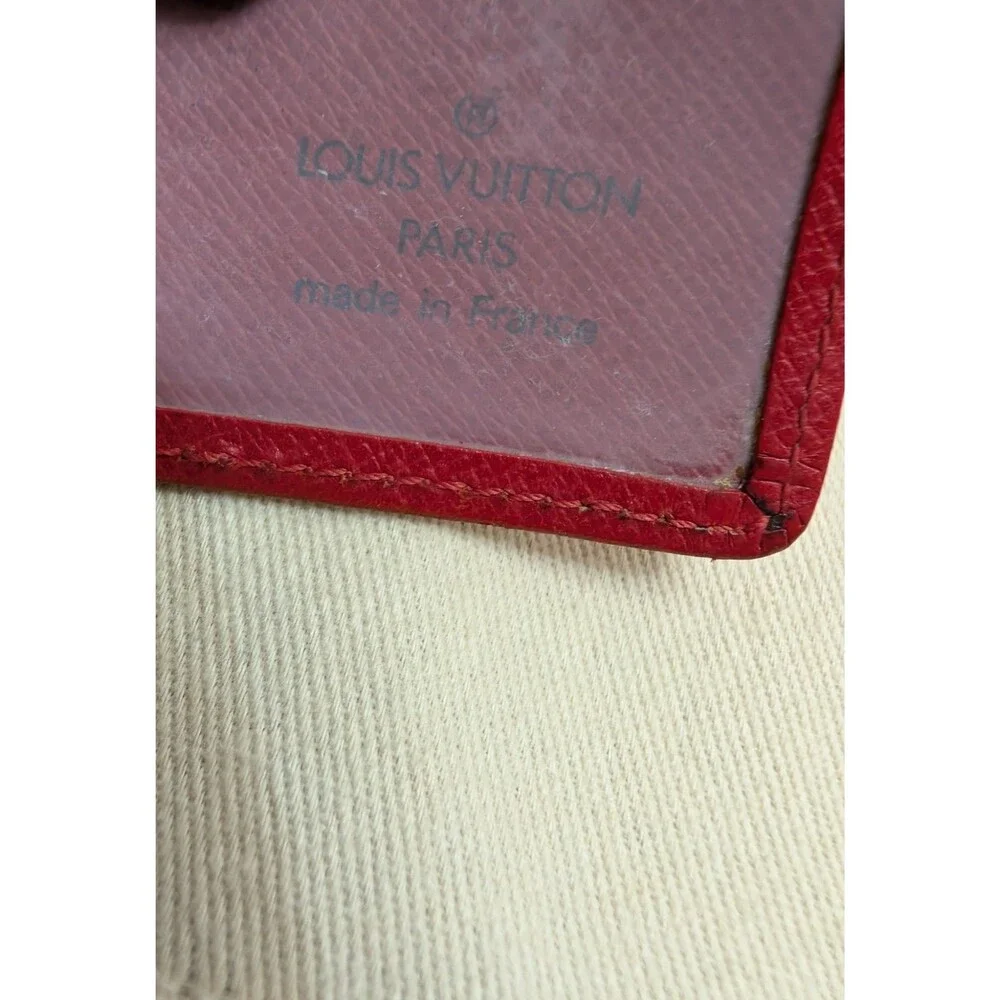 Louis Vuitton Card Holder Wallet Red Taiga Leather Bifold 2000 Authentic SP0090
